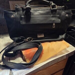Jenna Kator Collection Vegan Leather Black Satchel Crossbody